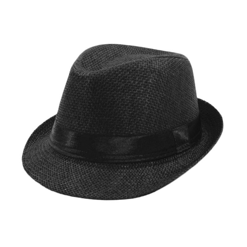 Cappelli Fedora Estivi per Uomo Mezza Età Cappellino Lino Panama Monocolore Jazz Cappello Cowboy Uomo Donna Festa Britannica Cappello da Sole