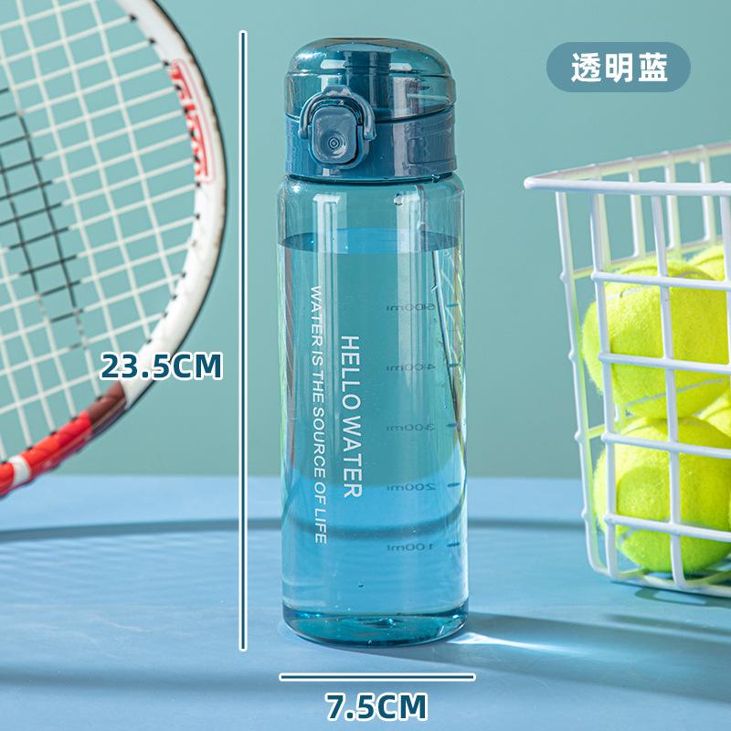 780ml Plastic Sports Water Bottle Portable Gym Travel Clear Leak Proof Drinking Bottle Pink Blue High Value Modern Simple Style