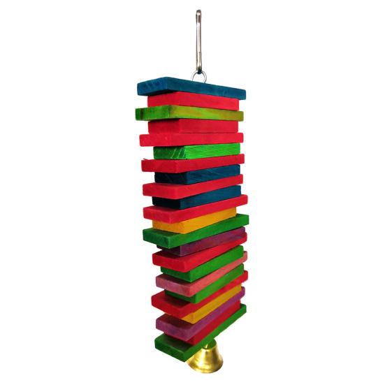2Pcs Bird Parrot Bell Building Block Hanging Cage Bite-resistant Climb Chew Toy