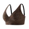 Women Leopard Print Seamless Wireless Bra, Deep V U-Back Adjustable Strap Comfort Everyday No Underwire Lingerie