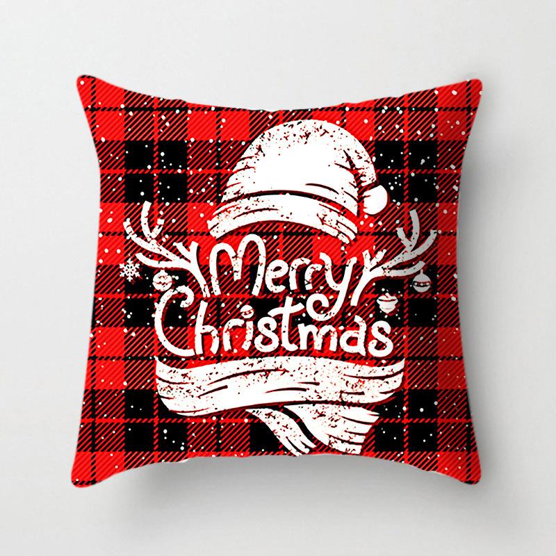 45x45cm New Year Christmas Elk Letter Printing Pattern Cushion Cover Home Living Room Sofa Decoration Throw Pillow Cover