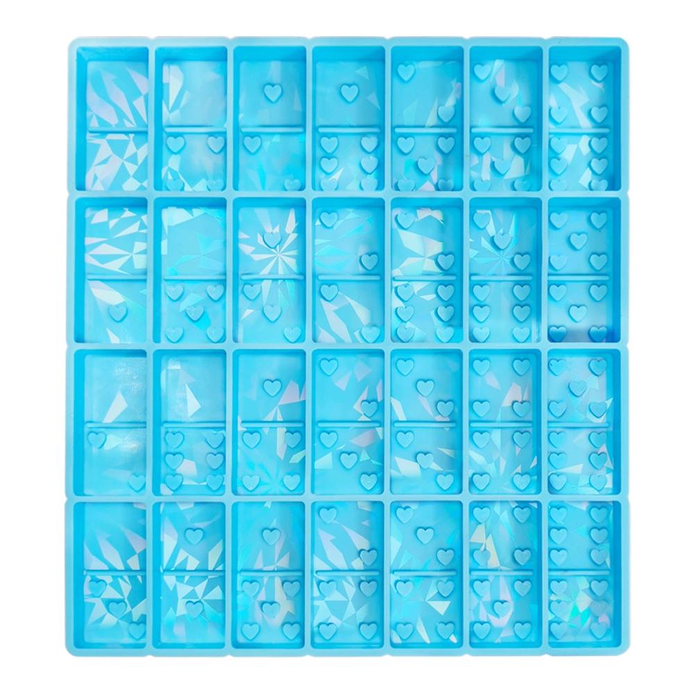 

Clear Holographic Heart-shaped Domino Food Grade Silicone Mold DIY Holographic Laser Domino Wear Resistant And Easy To Clean синій