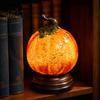 Illuminazione Festiva da Interno Zucca Glitterata Lampada da Tavolo Neve Base Bronzo Retrò Decorazioni Autunnali Rustiche Illuminazione del Raccolto Ornamento Decorativo