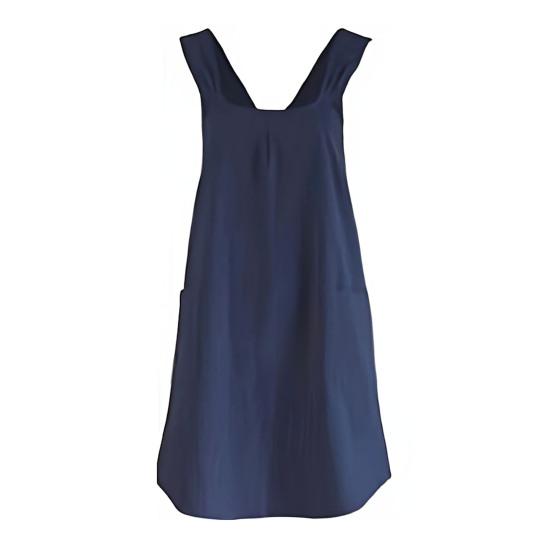 Baumwoll-Leinen Kreuzrücken-Schürze für Damen Herren Koch Japanischer Stil Schürzenkleid mit Taschen zum Kochen Backen Gartenarbeit