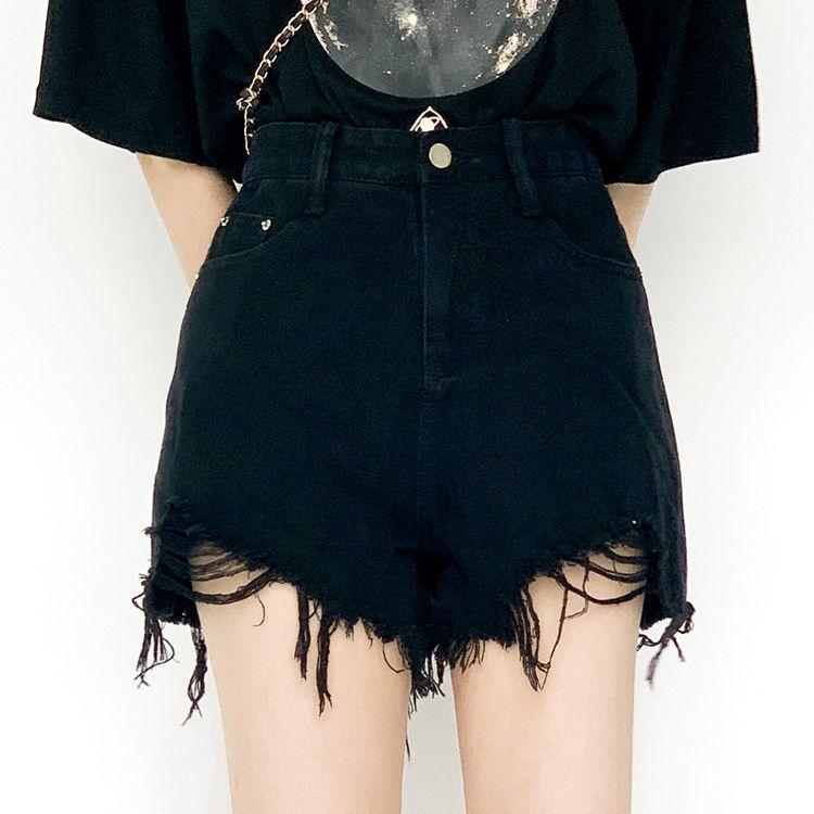 Wowen Classic and Minimalist Fashion Versatile Female Spring and Summer Loose High-waisted Thin Raw Edge Wide-legged Pants Denim Shorts Individuality
