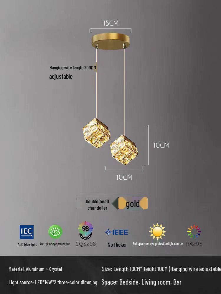 Modern Minimalist Crystal Pendant Light for Bedroom, Study, Bar, or Staircase