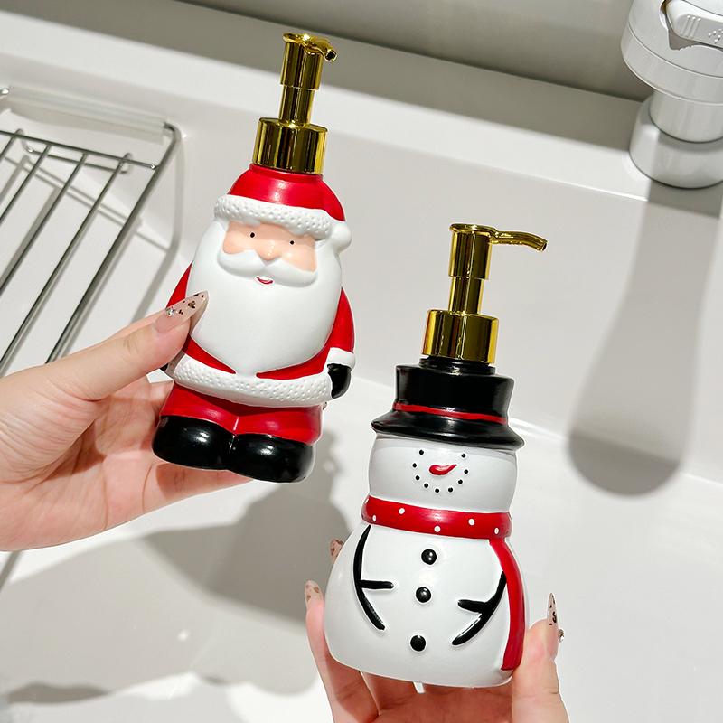 Flacone Sapone Creativo Babbo Natale Riutilizzabile Pupazzo di Neve Natalizio Dispenser Sapone Renna Flacone Pressa Gel Doccia Flacone Sapone per le Mani