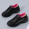 Fashion Women's Thick Sole Black Leather Sneakers Women Fashion Vulcanized Shoes Designer Trainers Platform Lace Up Walking Shoes