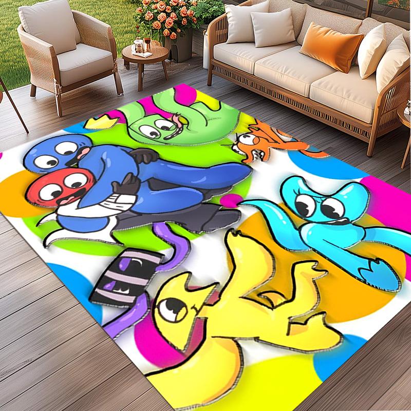 Game Rainbow Friends Print Rug, Washable Floor Carpet, For Entryway Dorm Laundry Room Office Study, Home Decor Birthday Christmas Gift
