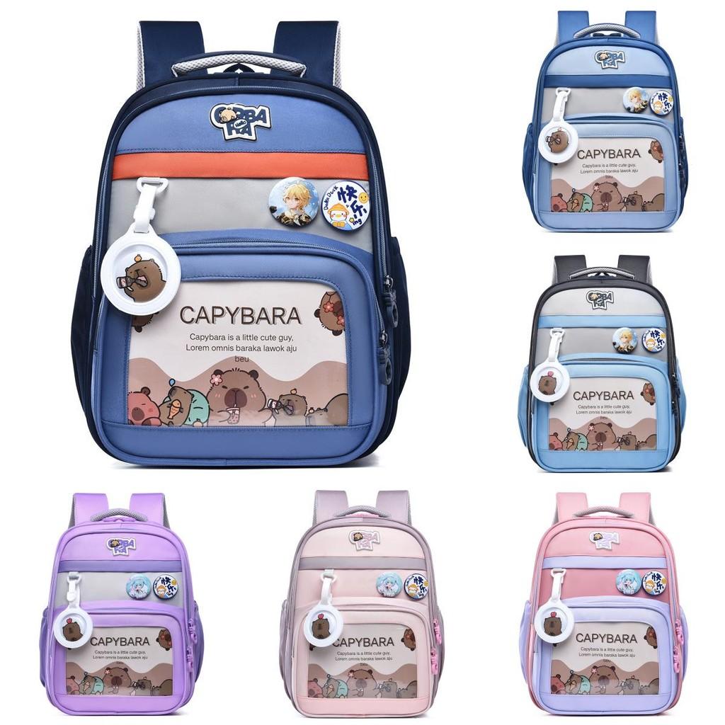 Capybara Cute Cartoon Pattern Children Large Capacity Backpack For School Use