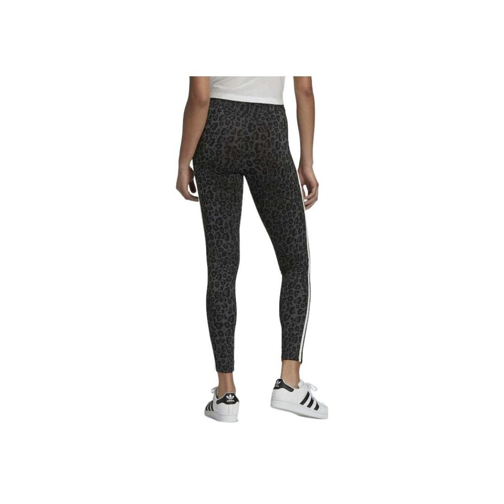 Adidas Originals Leopard Print Elastic Slim Fit Casual Retro Sports Tights Women Tights Black HB4769