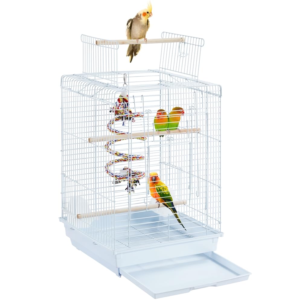 Yaheetech Medium Bird Cage for Multiple with Drawer and Parrot Mexican and Autumnal Portable Pet Supplies Budgies, Birds, Skylight, Feeders, Tray,