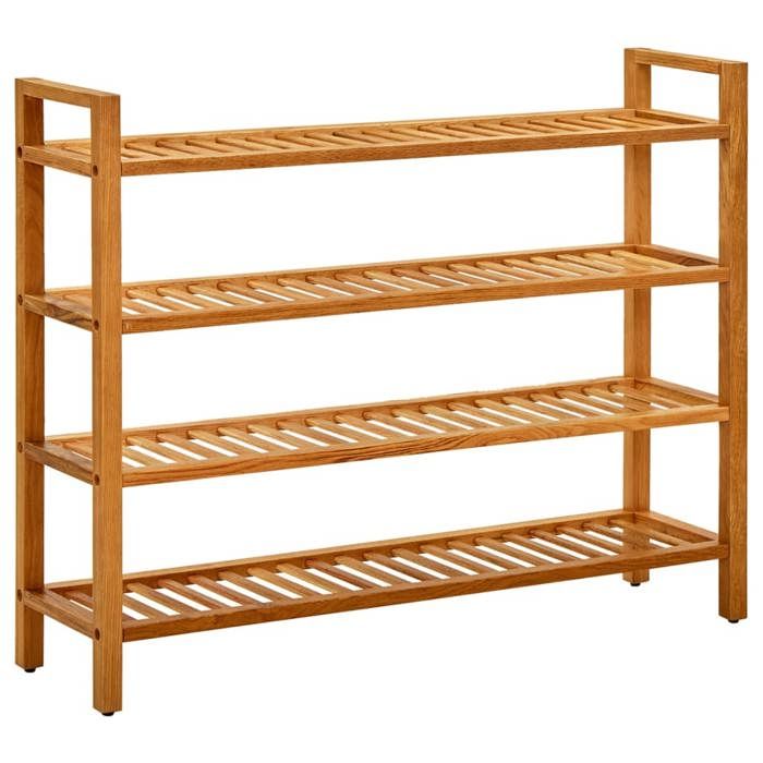 VidaXL 4-Tier Shoe Rack 100x27x80 Cm Solid Oak