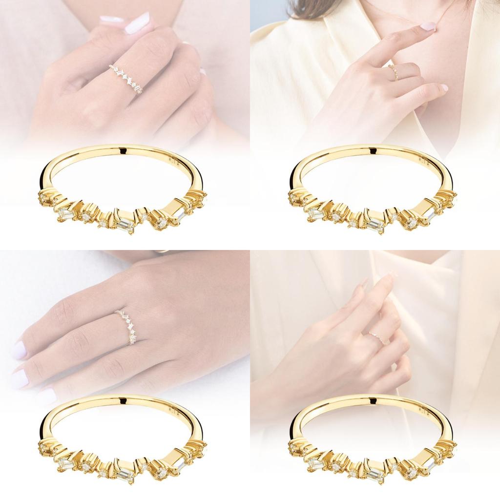 Stylish Copper Ring For Women With 18k Gold Plating And Geometric Zircon Design