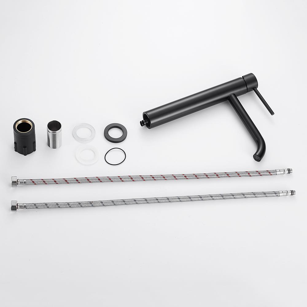 Bathroom Sink Faucet Black Washbasin Hot Cold Water Basin Mixer Taps Bath Deck Mounted Brushed Stainless Steel Faucet