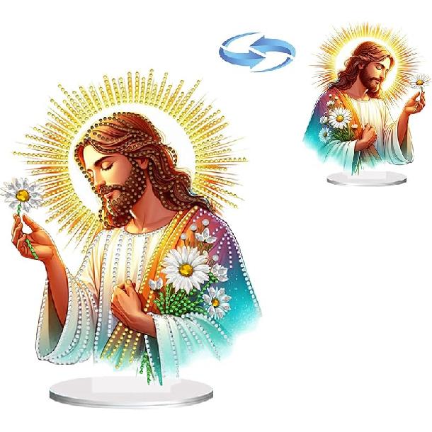 BAYUNOE DIY Diamond Art Painting Desktop Ornament Easter Handmade Double-Sided Pattern Diamond Art Decorated Tabletop Ornaments Single Sided Diamond