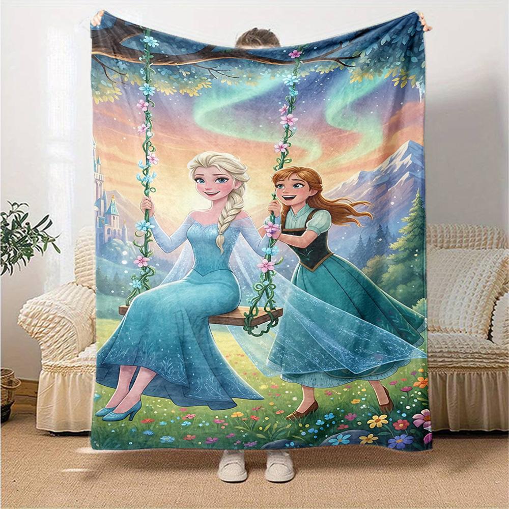 1pc Elsa Anna blanket Lightweight Flannel Throw for Sofa Bed Travel Camping Livingroom Office Couch Chair