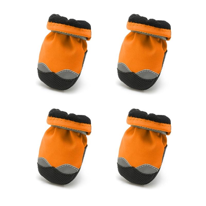 

4pcs Lightweight Dogs Shoes with Reflective Striped Dogs Comfortable Dogs Daily Walking Booties Lightweight Cats Shoes number 1 оранжевый