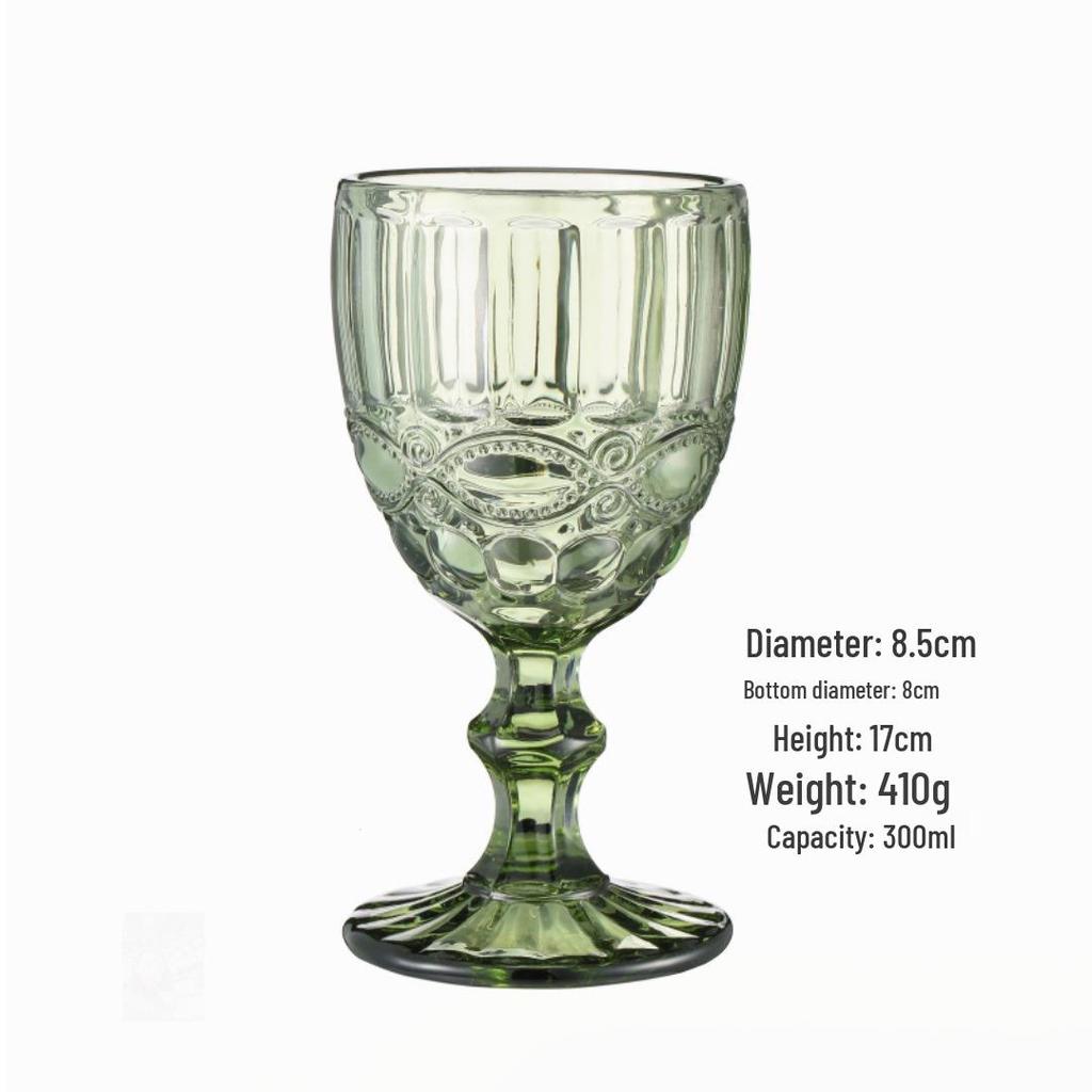 Vintage Embossed High-Footed Red Wine Glass with Bubbles - Wedding Decoration, Child-Friendly, Thickened Design