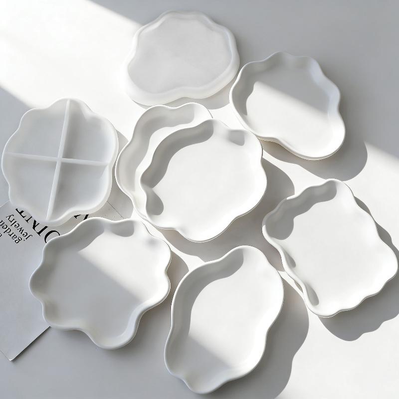 Silicone Mold for Flower Tray Cloud Coaster Irregular Shape Reusable Non-Stick DIY Resin Craft Mould for Home Decor Making