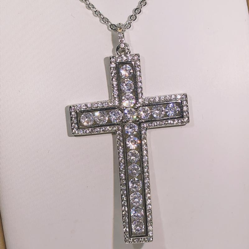 925 Silver Luxury Cross Necklace Women Men Women Zircon AAA Pendants Wedding Accessories Men's Jewelry Necklaces