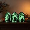Ghost Witch Black Cat Decor Halloween Wooden Screen Ornaments, Glow in The Dark Gothic Arch No Assembly Ornaments Decor, Atmosphere Supplies for Home