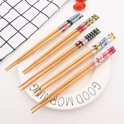 Reusable 5Pairs Set Handmade Bamboo Japanese Style Natural Wood Chopsticks Sushi Food Cat Flower Multi Color Wooden Chopsticks