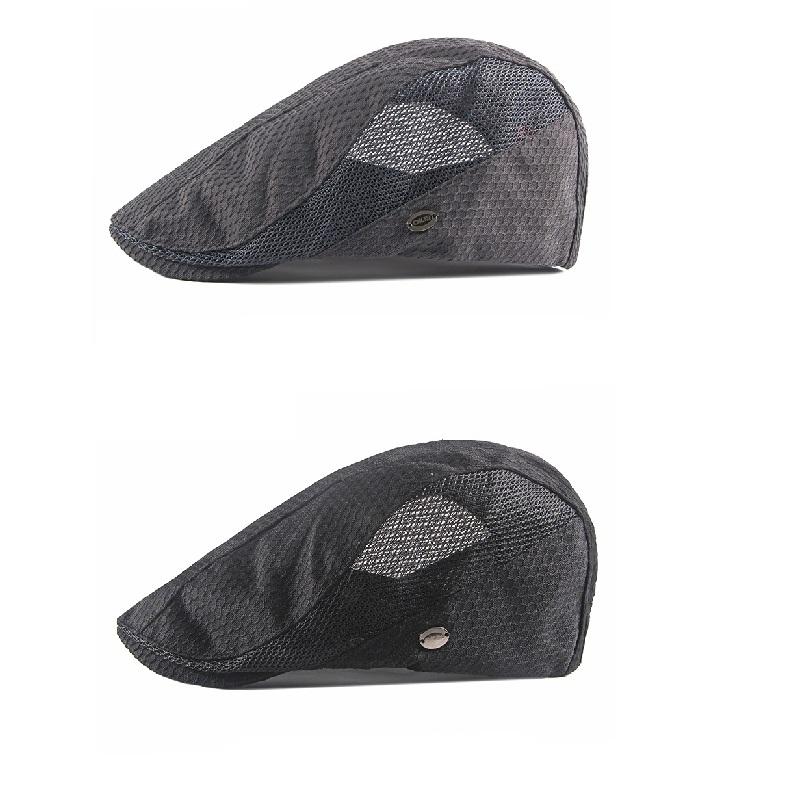 Men Women Breathable Mesh Summer Hat Newsboy Beret Ivy Cap Cabbie Flat Cap Adjustable Vintage Style