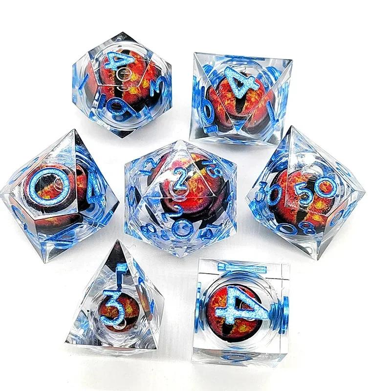 Dragon Eye Dice Set Liquid Core Dice For Dungeons and Dragons Set Digital Dice D&D Board Games Dice for DND RPG Portable Toys