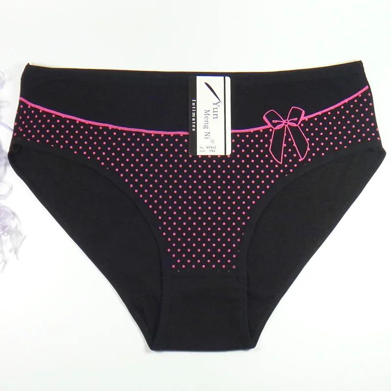 Women's Cotton Briefs Sexy Print Ladies Panties Big Size Mid-rise Women Underwear Cotton Crotch 2XL 3XL 4XL 6 Pcs/set