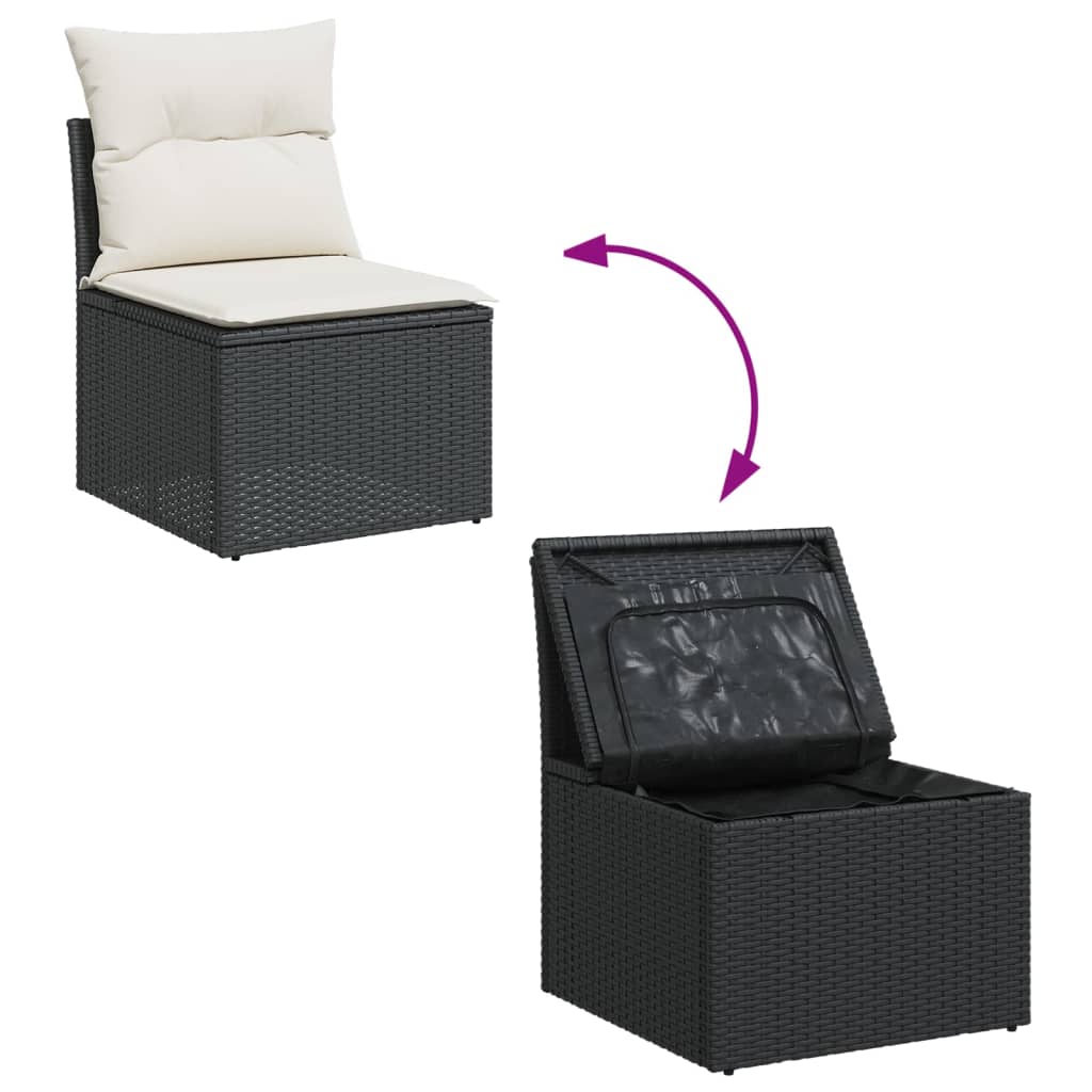 Vidaxl 13-Cz. Garden Furniture Set, Cushions, Black, Rattan PE
