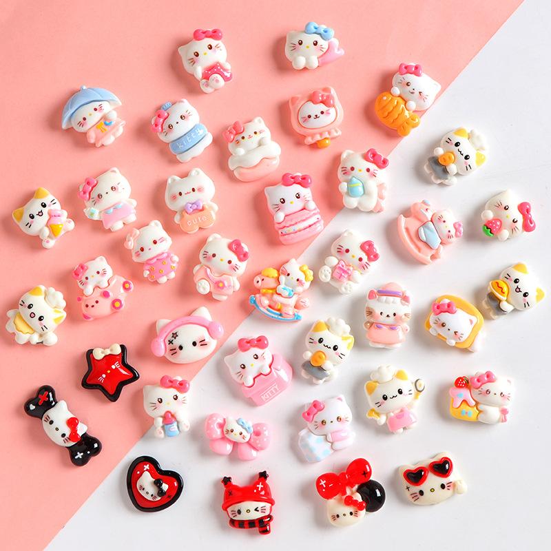 36/180PCS Cartoon Cute Cat Series Resin Accessories Handmade DIY Cream Glue Phone Case Water Cup Refrigerator Adhesive Material
