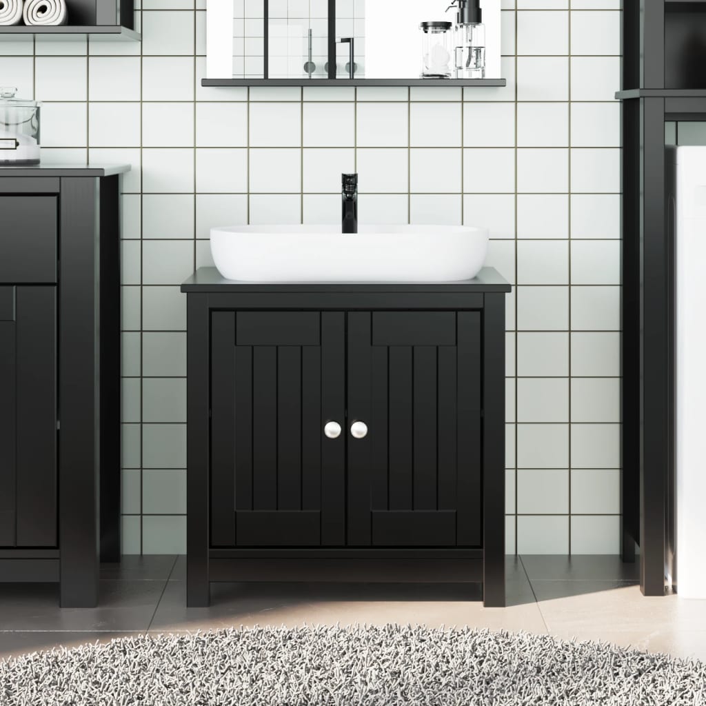 vidaXL Waschbeckenunterschrank BERG Schwarz 60x34x59 cm Kiefernholz schwarz
