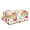 Sewing Basket Polyester Fabric Sewing Supplies Organizer with Removable Plastic Tray for Needle Thread Scissors