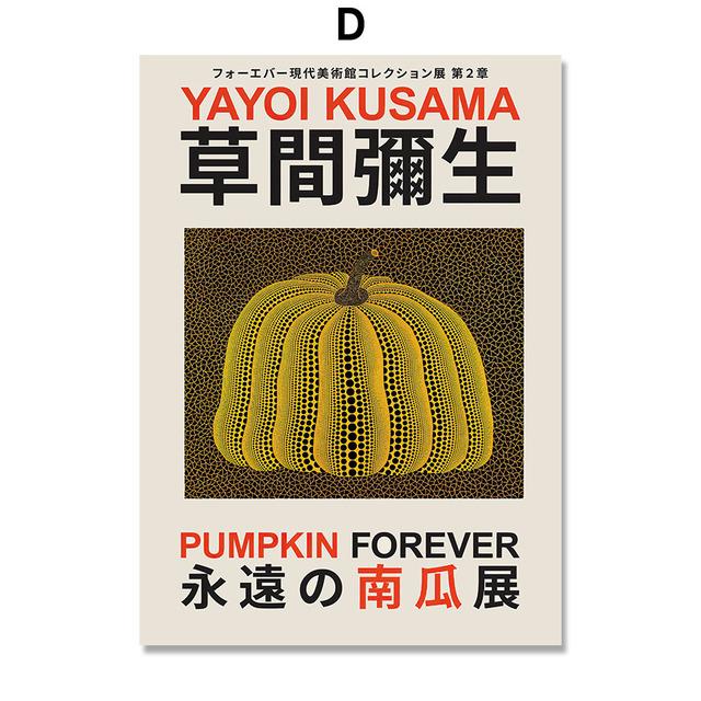Yayoi Kusama Illustration Pumpkin Flowers Abstract Art Wall Canvas Painting Pictures For Living Room Decor Posters And Prints