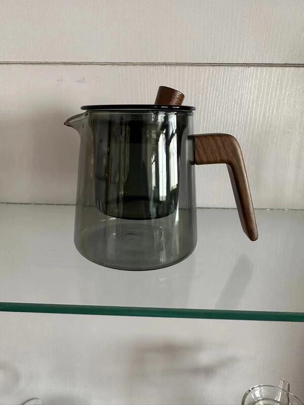 Walnut Wood Handle Glass Tea Infuser Mug Set