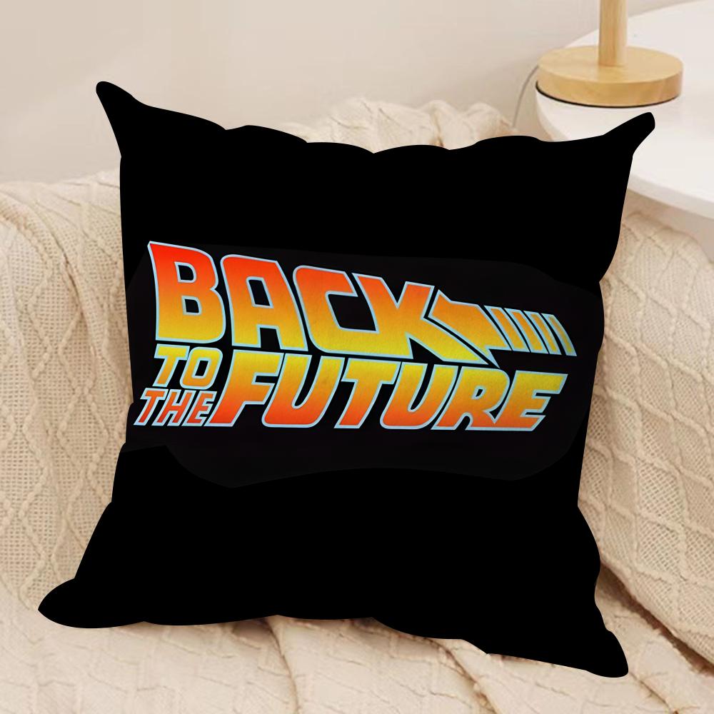 BBack To The Future movie Cushion Cover Silky Short Plush Invisible Zipper Dustproof Sofa Pillow Case for Home Decor