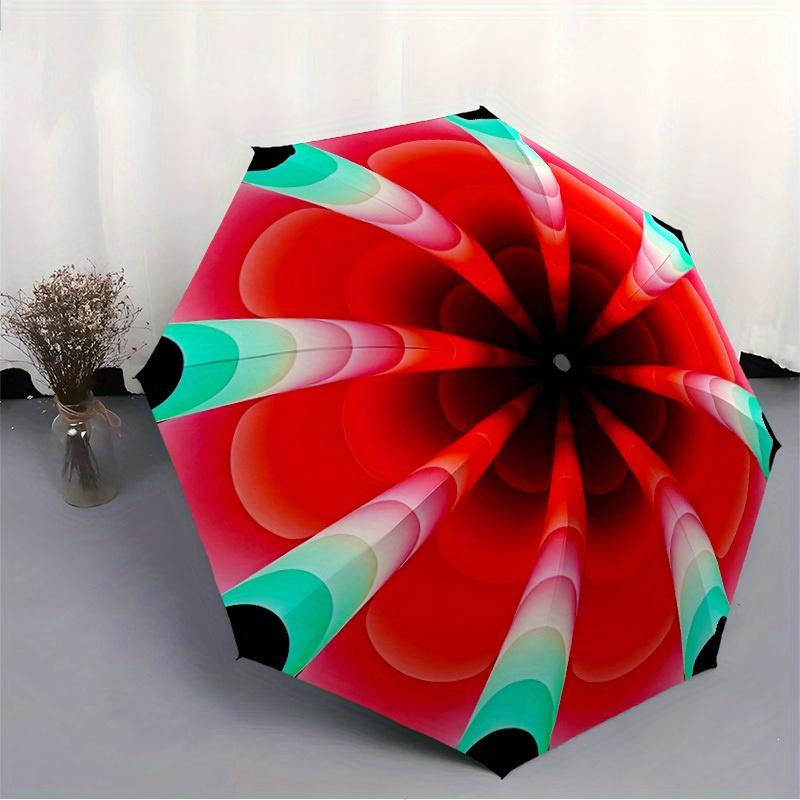 1pc Kaleidoscope Pattern Automatic Open/close Folding Umbrella, Compact Portable Travel Umbrella,Cute Umbrella, Durable Construction Yy250804090