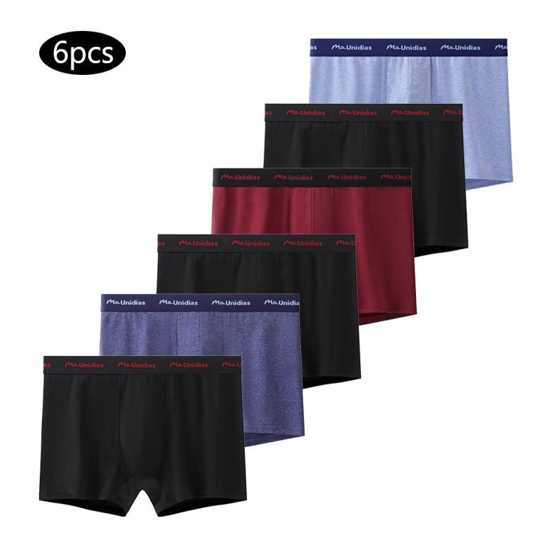 6pcs Boxers Sous-vêtements Homme Coton Slips Homme Sexy Lettre Bande Élastique Sous-vêtements Pour Homme Caleçons
