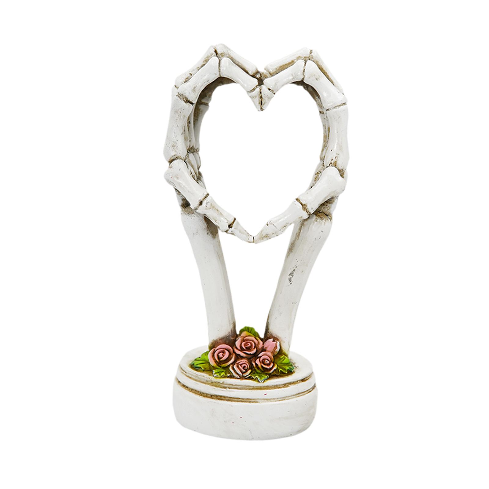 

Resin Abstract Skeleton Statue Wear Resist Heart Gestures Skull Ornaments,Horror festival atmosphere decoration