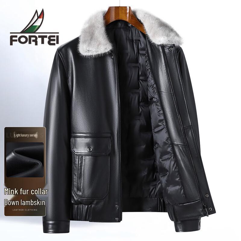 

Futing Мужская куртка из натуральной овчины с норковым воротником XL 52