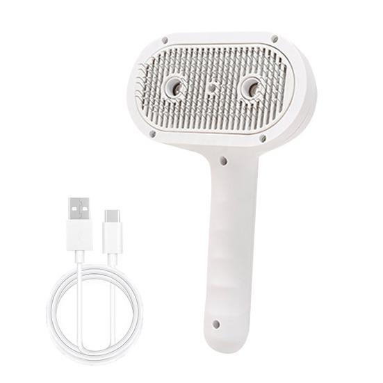 

Парова щітка для котів для догляду та видалення шерсті Самоочисна гребінець для домашніх тварин з розпилювачем пари 4 в 1 Акумуляторний інструмент для видалення підшерстя для собак котів довгошерстих короткошерстих білий