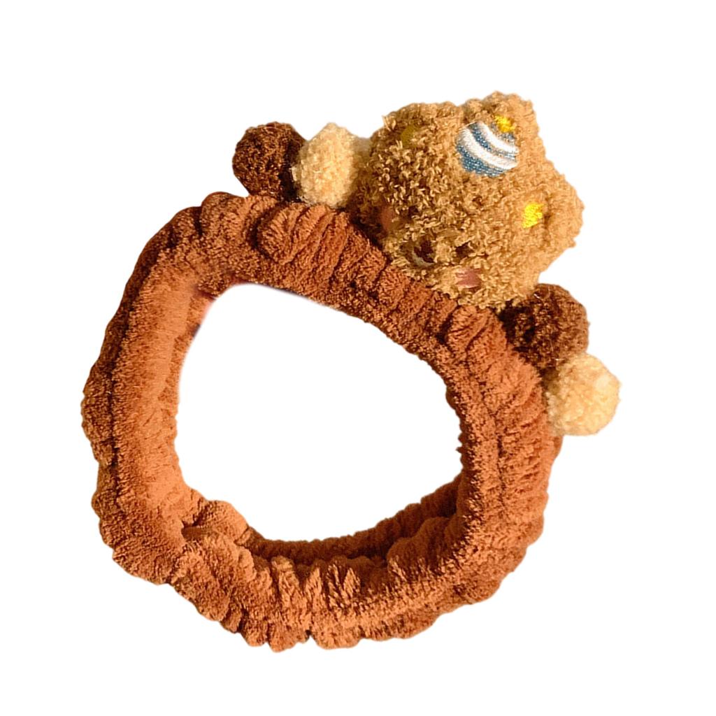 Lovely Plush Bear Headband for Adult Teens Face Washing Birthday Party Gathering Headpiece Women Skincare Hair Accessory