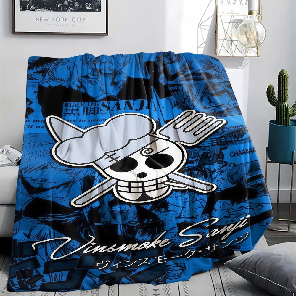 1PC One Piece Straw Hat Pirates Patterned Flannel Blanket Suitable For All Seasons For Home Decor Warmth And Comfort Gifts Holiday Present
