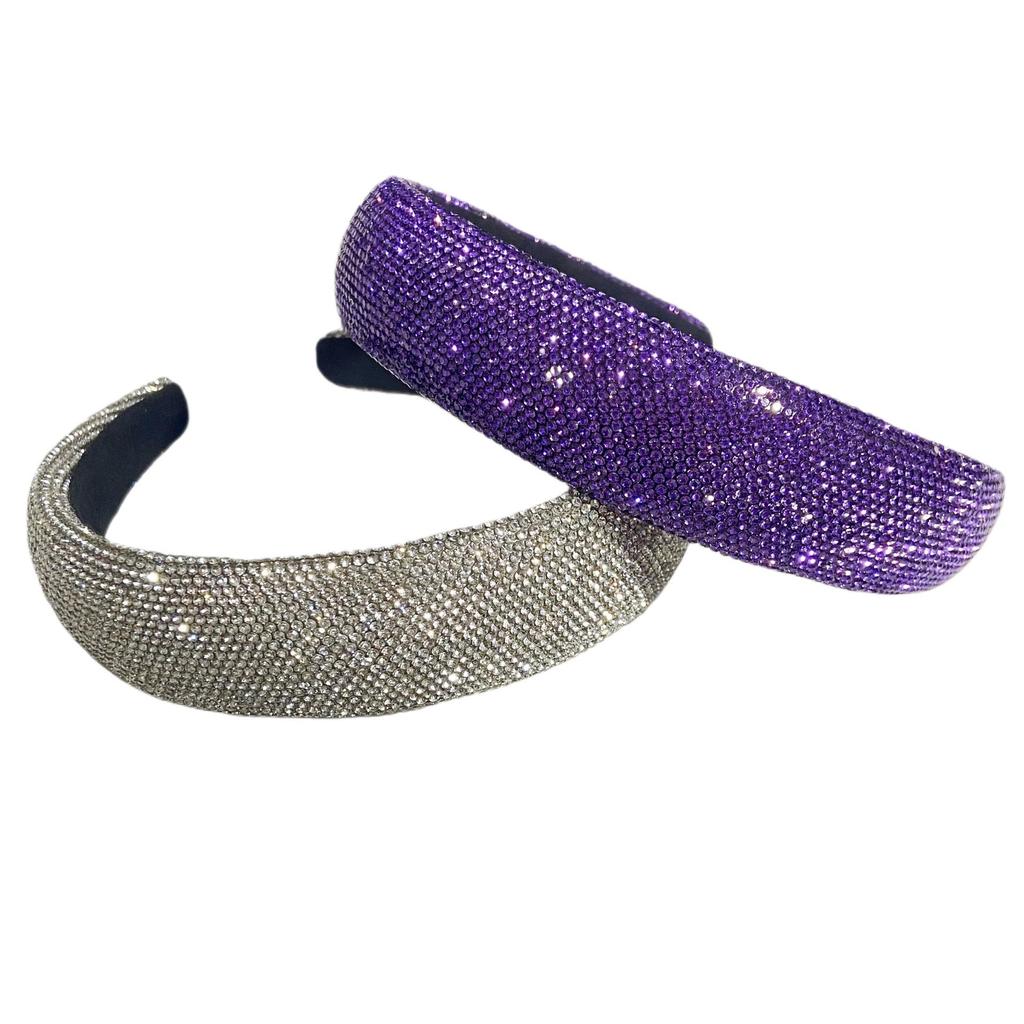French Luxury Full Diamond Rhinestone Women's Headband – Dazzling High Crown Essential Headwear