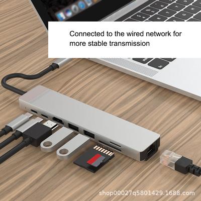 8IN1 USB C Hub TypeC Docking Station Multiport Adapter with 4K HD RJ45 Ethernet USB 3.0 PD