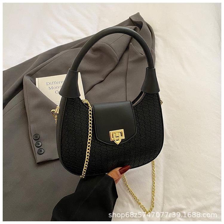 Women's Bag 2025 New Portable Woven Bag Simple Women's Shoulder Bag Chain Oblique Span Bag Texture Small Bag
