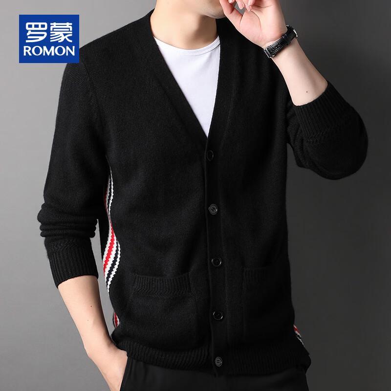 ROMON Men's 100% Pure Cashmere V-Neck Cardigan Sweater