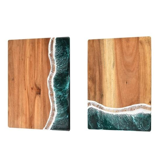 Personalized Cutting Board with Ocean Resin Custom Charcuterie Board Engraved, Decorative Wood Cutting Board Wedding Gift, Unique Resin Cutting Board