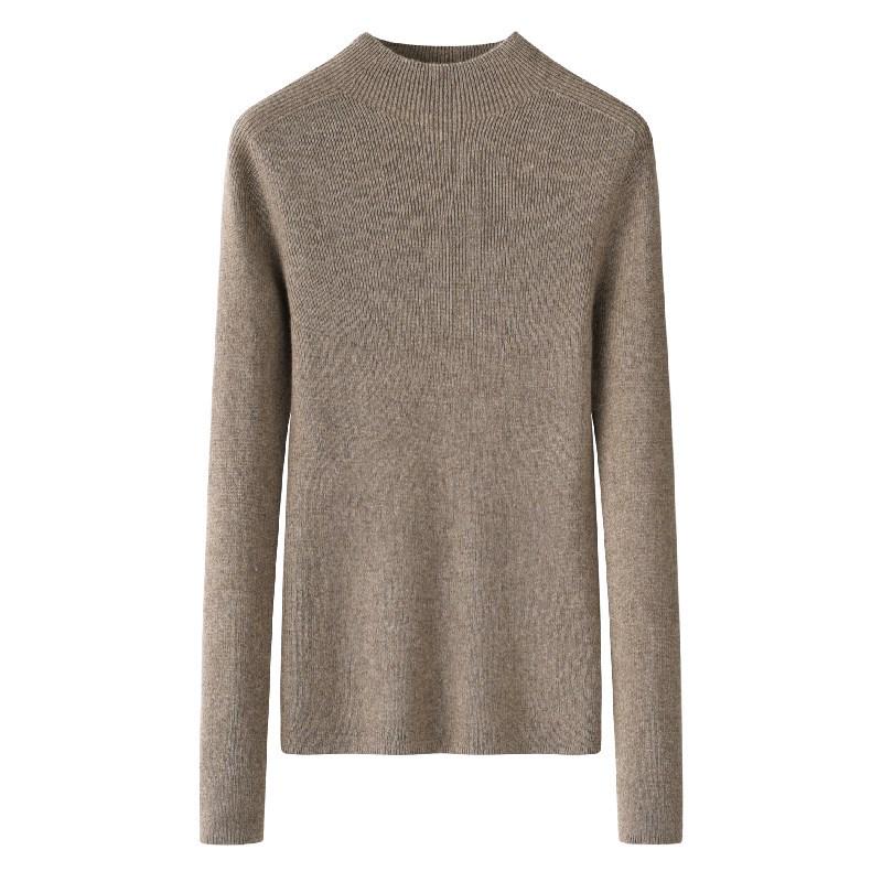 Women’s Slim-Fit Semi-High Neck 100% Pure Cashmere Sweater for Autumn/Winter